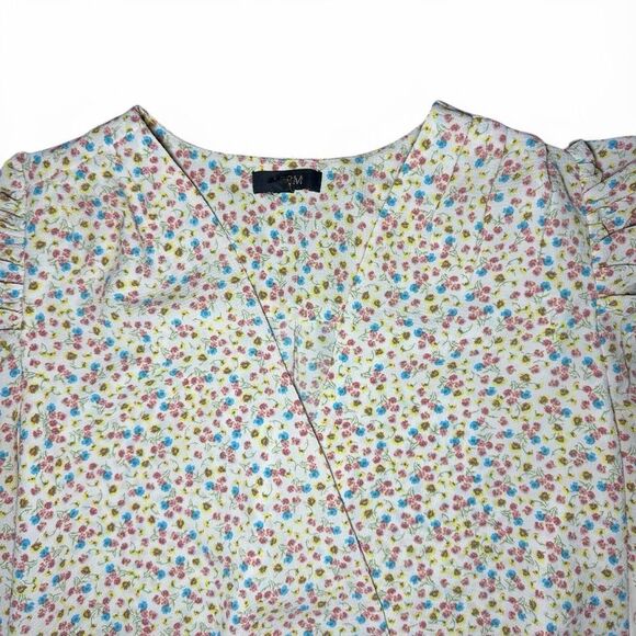 AFRM Danna Floral Puff Sleeve Bodysuit - Romantic Deep V - Size XS - Picture 3 of 6